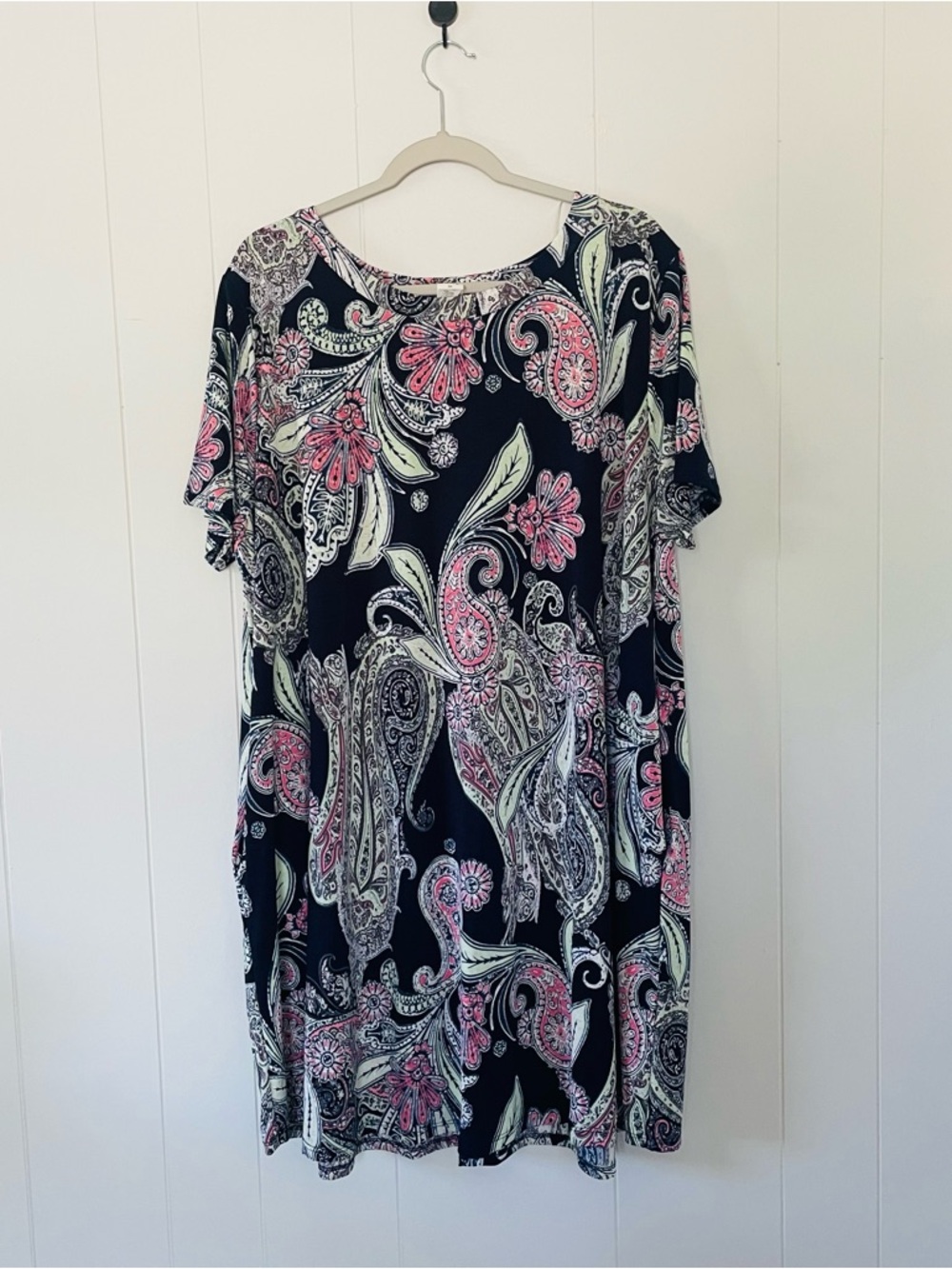 Sew In Love Black Midi Dress with Pink and Cream Paisley Print